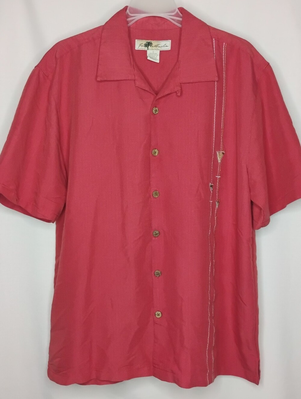 Men's M / Medium Joe Marlin Salmon Martini Embroidery Button Up Collared Shirt M